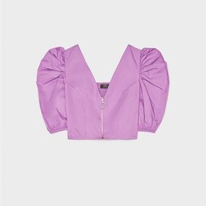 Bershka Blouse with poplin puff-ball sleeves